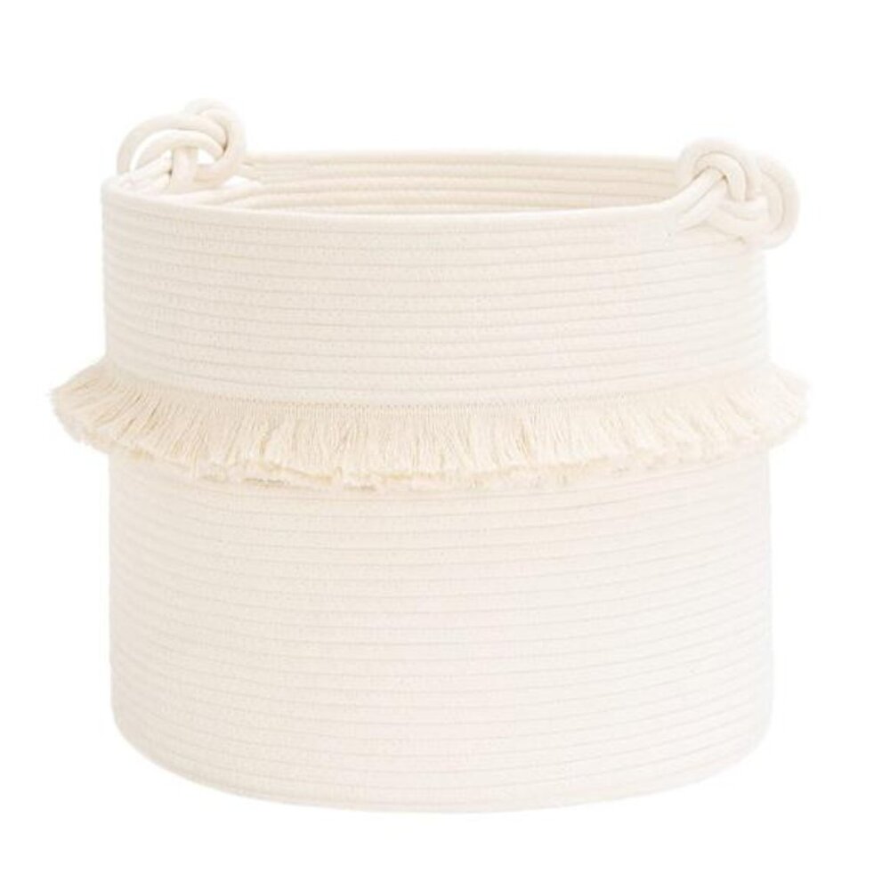 Large Woven Storage Baskets –16''x13'' Cotton Rope Decorative Hamper for Nursery